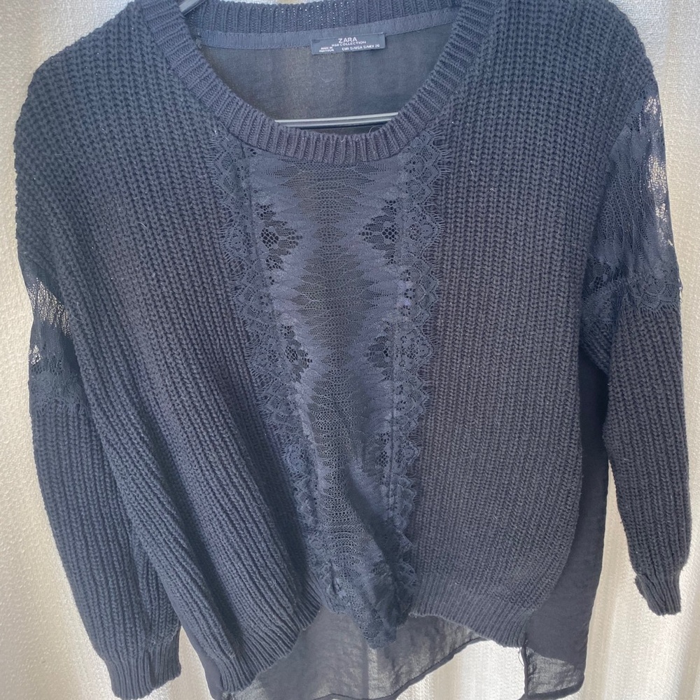 Black ZARA sweater with lace details